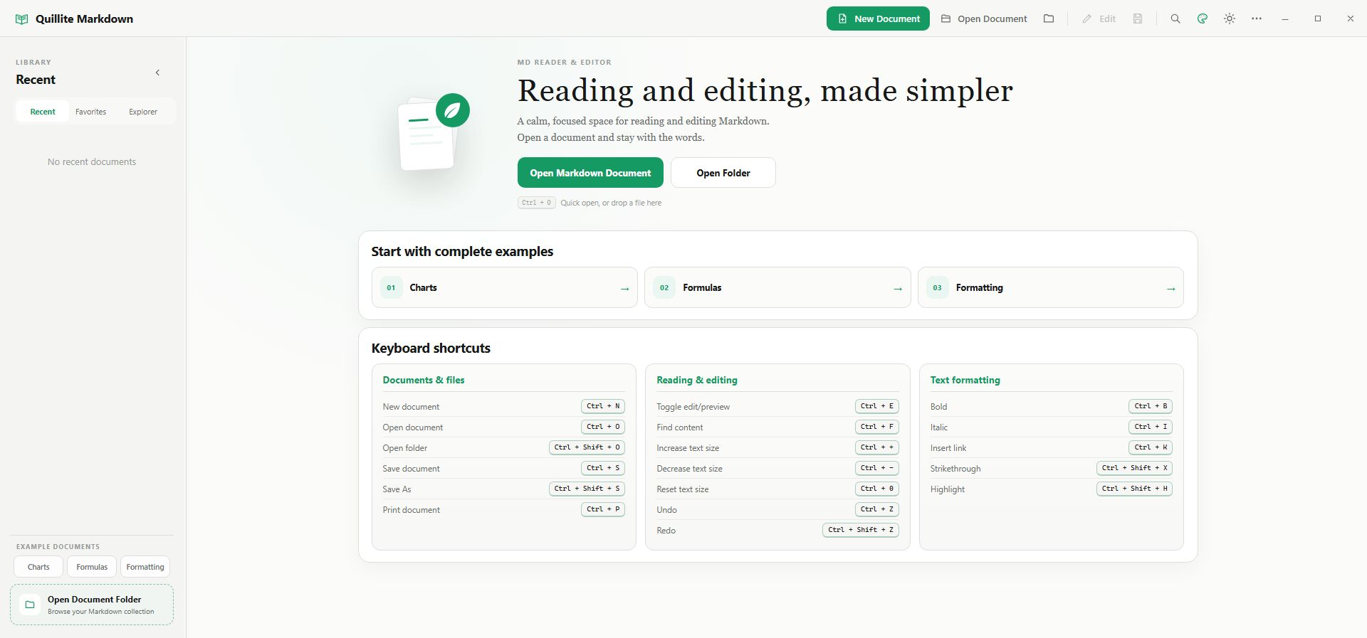 Latest Quillite Markdown home with complete examples and keyboard shortcuts
