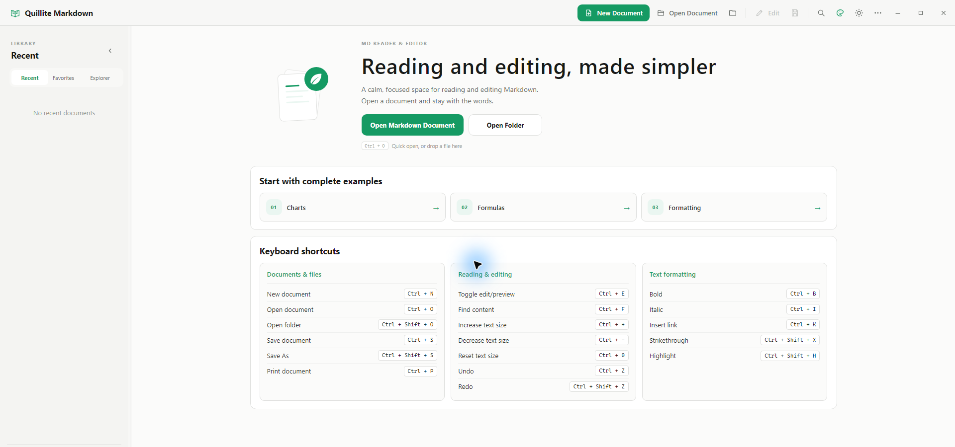 Latest Quillite Markdown home with complete examples and keyboard shortcuts